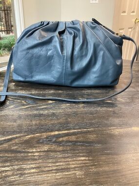Arezzo Elizabeth Small Blue Leather Clutch Crossbody